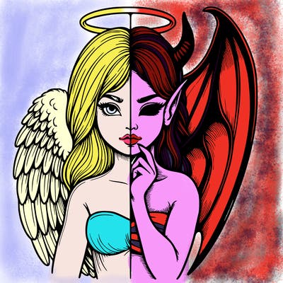 realistic angel half demon