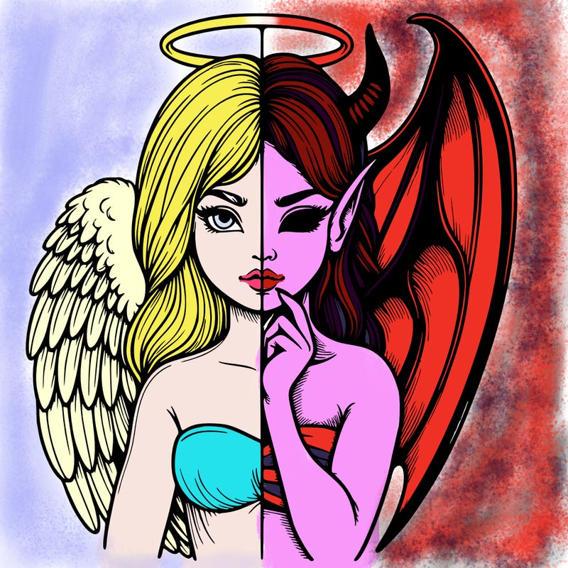 realistic angel half demon