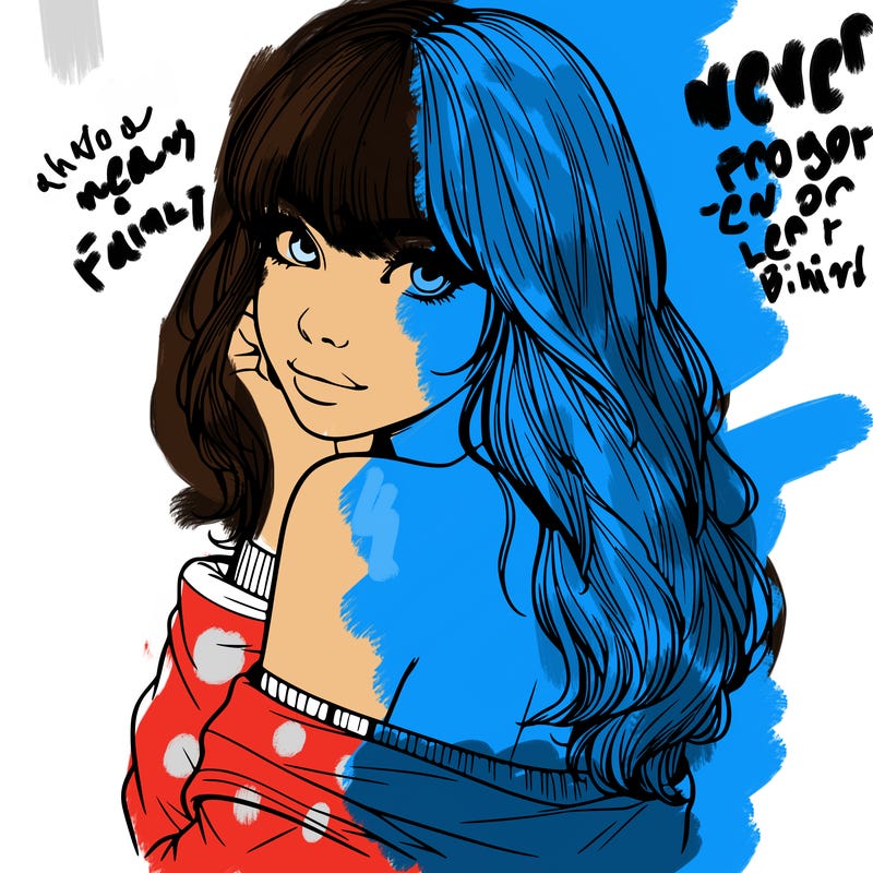 realistic girl with bangs looking over her shoulder