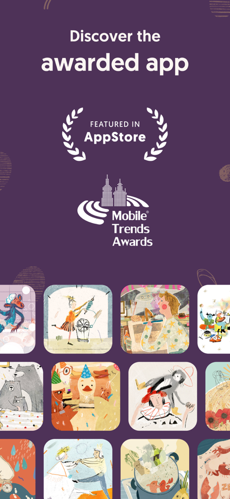 Pomelody family music app awards and colorful artistic illustrations for children