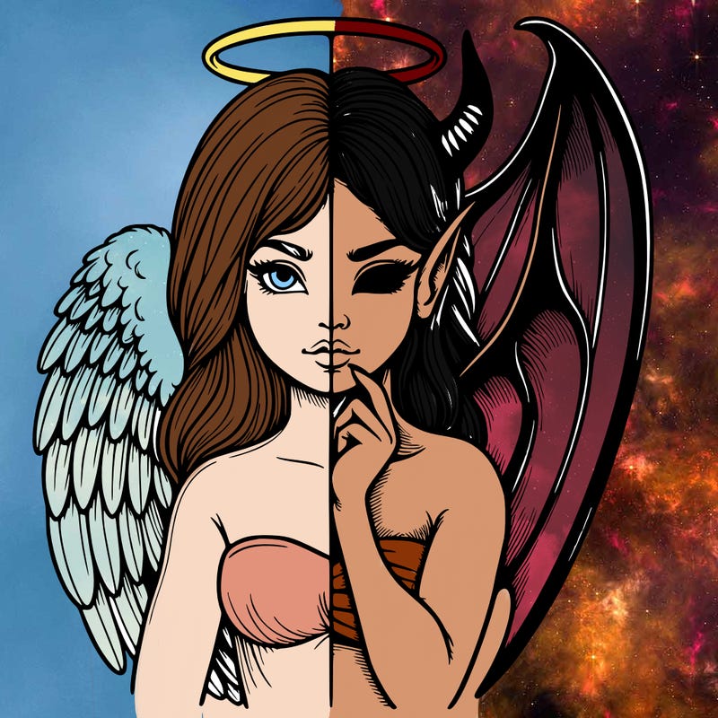 realistic angel half demon