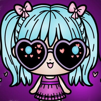 cute girl with heart sunglasses