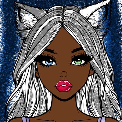 realistic girl with fox ears and realistic lips