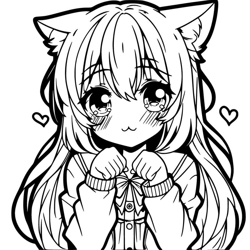 shy anime catgirl