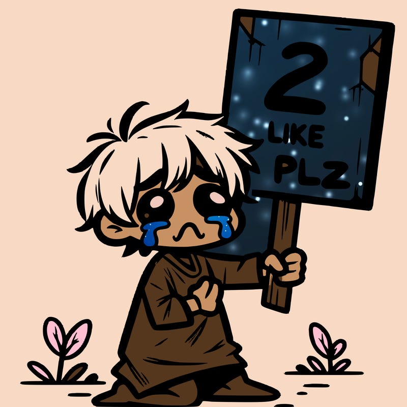 small poor toddler crying with sign that says 2 like plz