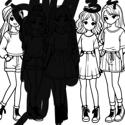 a group of five girls