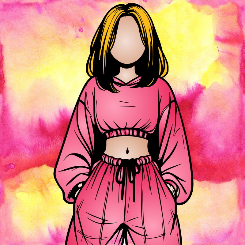 realistic girl faceless with baggy pants and a crop top