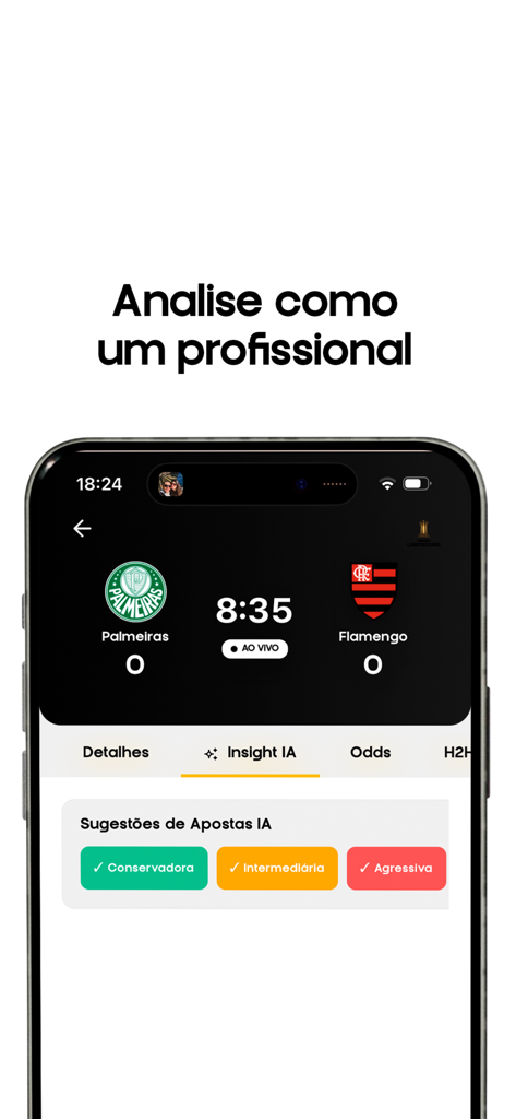 Monkey Tips App-Oberfläche, die Live-Fußballwettenvorhersagen mit KI-Einblicken für Palmeiras gegen Flamengo zeigt