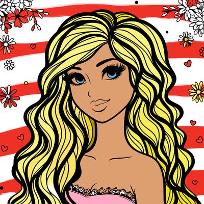 pretty woman with long wavy hair