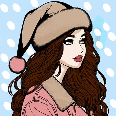 realistic girl in santa hat