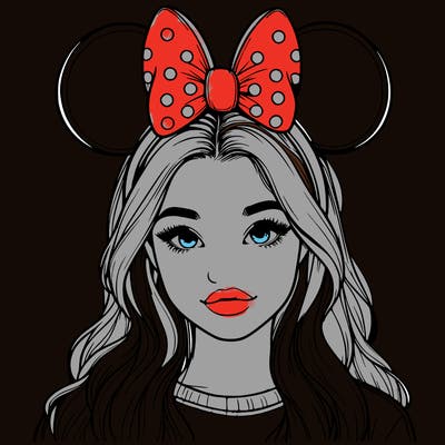 aesthetic realistic girl wearing mickey mouse ears