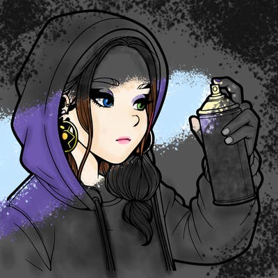 a realistic girl, spray painting