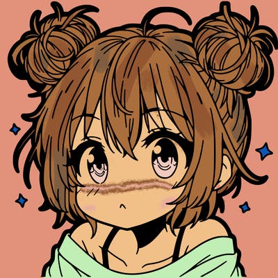 a manga girl with messy small buns