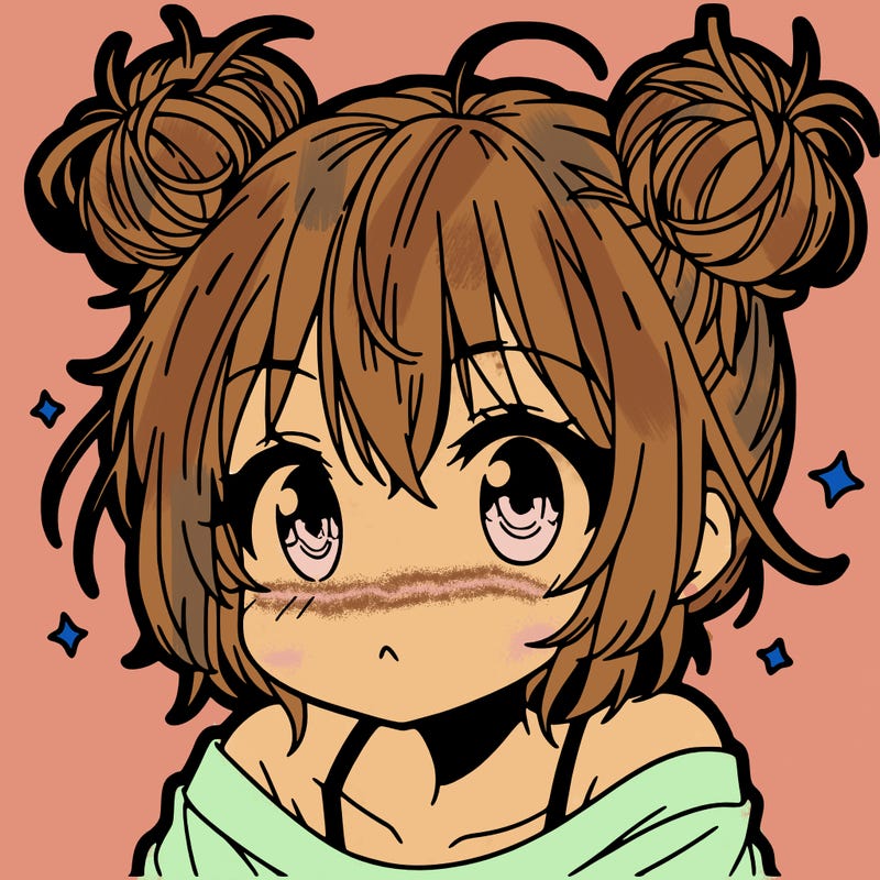 a manga girl with messy small buns