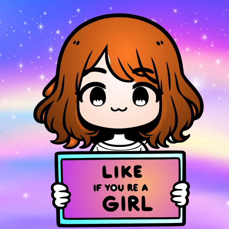 a cute girl holding a sign that says like if you’re a girl