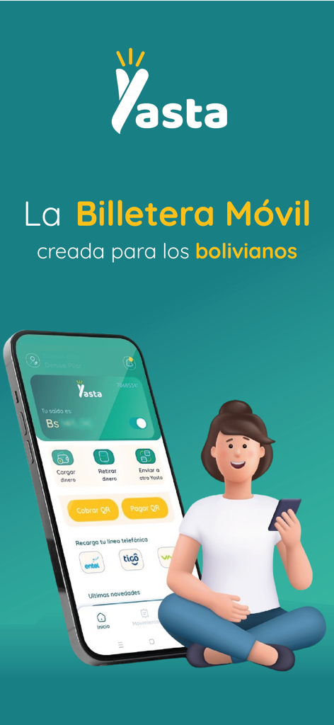 Billetera Yasta - Billetera Yasta mobile wallet application interface designed for Bolivian nationals