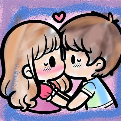 a girl and a boy kissing