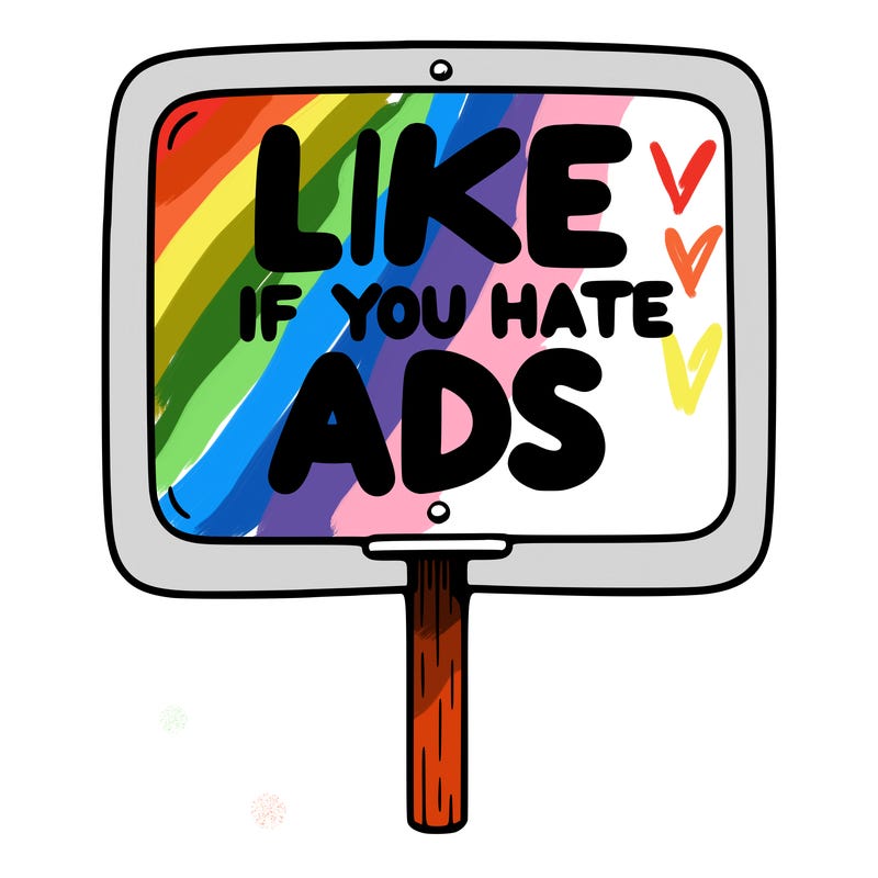 a sign that says like if you hate ads
