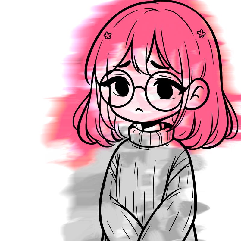 sad girl with glasses in a sweater