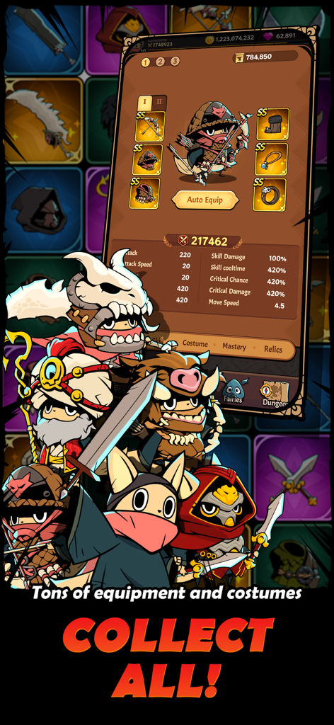 Tailed Demon Slayer - Tailed Demon Slayer game screen showing character gear and costume collection.