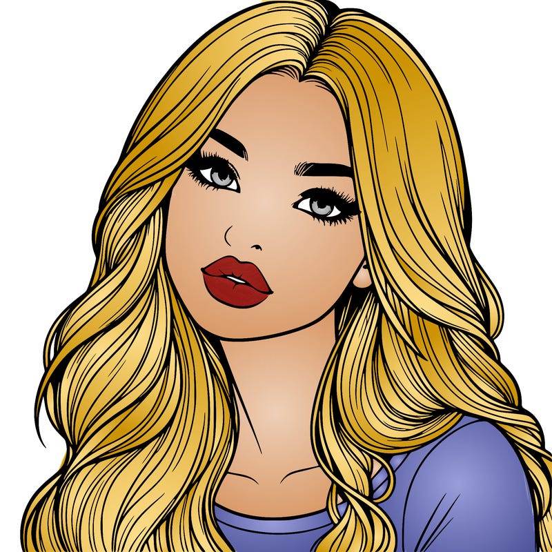 realistic girl with hair on her hair and lips