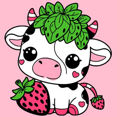 cute strawberry cow