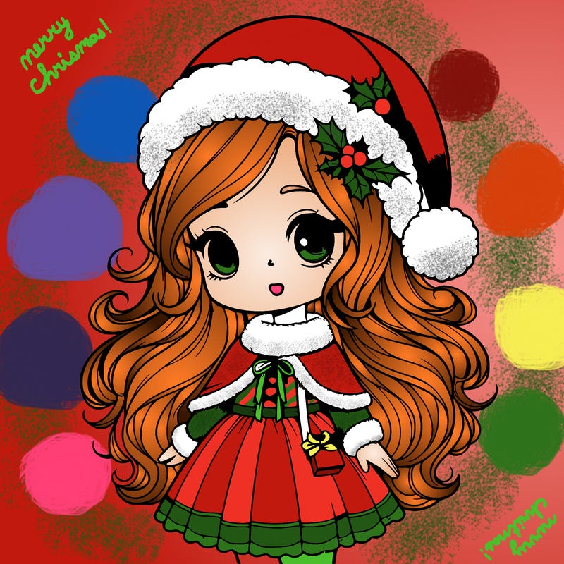 realistic cute chrismas girl