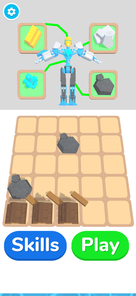 Ultimate Robot Merge - Robot upgrade and resource management screen in Ultimate Robot Merge