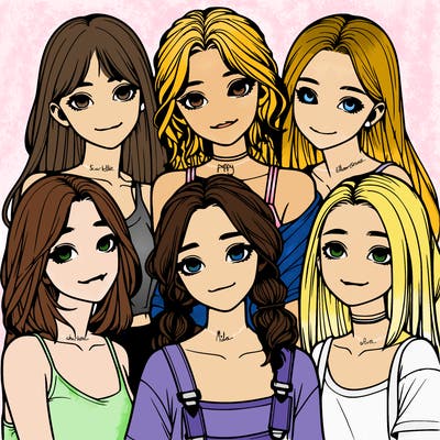 a group of girls realistic