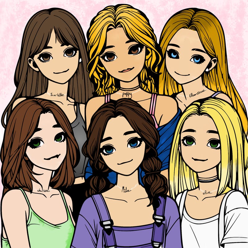 a group of girls realistic
