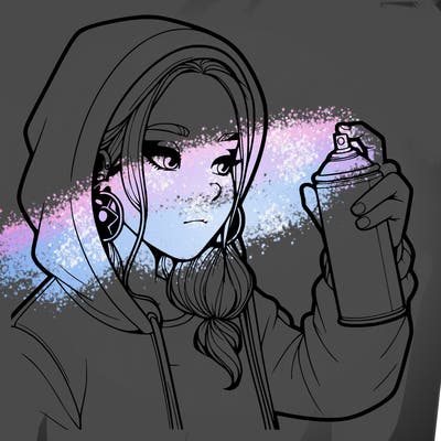 a realistic girl, spray painting