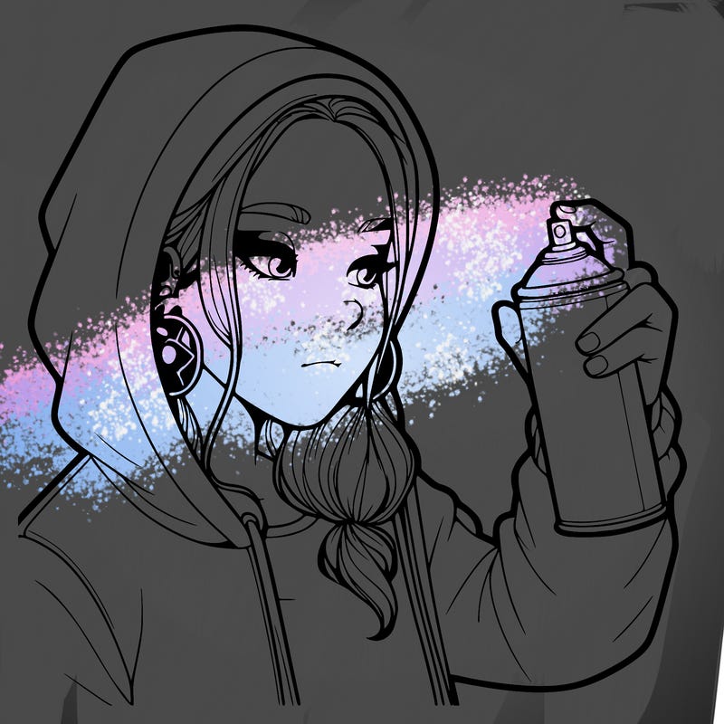 a realistic girl, spray painting