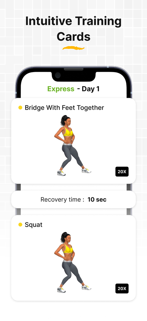 30 Day Butt Challenge workout - Mobile app screen showing 30 day butt challenge workout cards with 3D animations for exercises like bridge and squat