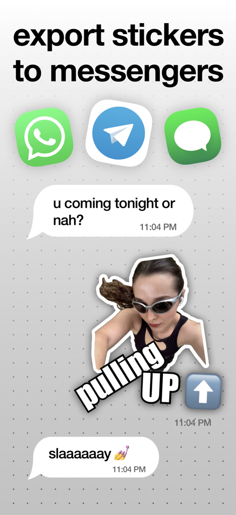 sticker maker - holos - A demonstration of exporting custom stickers from the holos app to popular messengers like WhatsApp, Telegram, and iMessage.