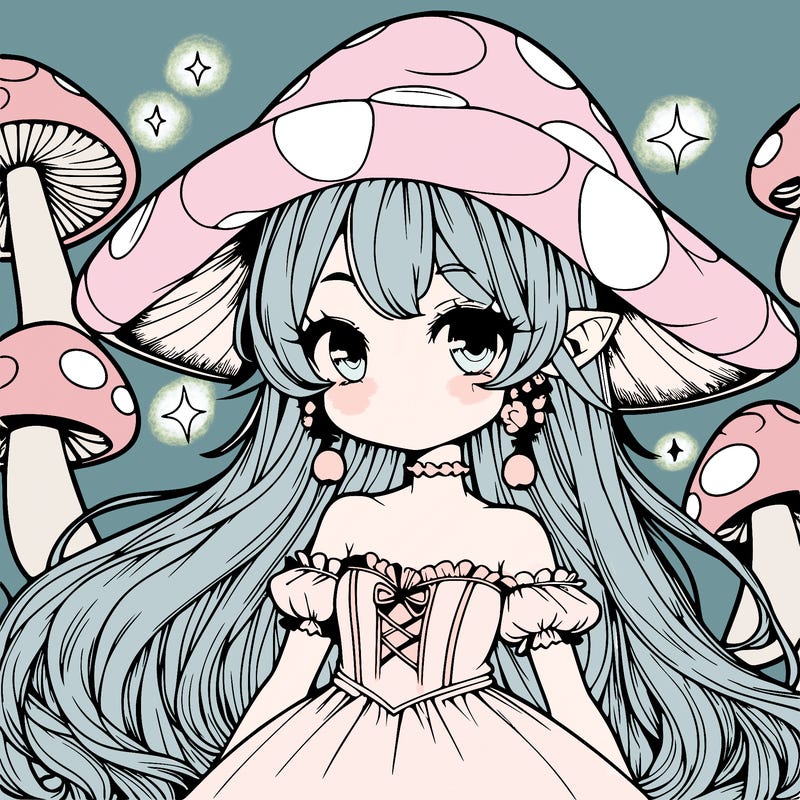 a magical mushroom girl realistic anime