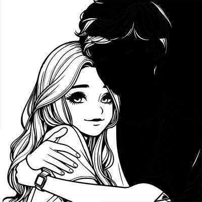 realistic teen girl hugging a realistic teen boy