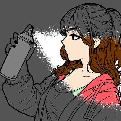 a realistic girl spray, painting