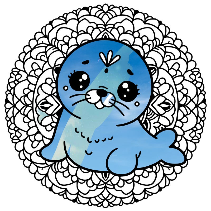 a cute baby seal mandala