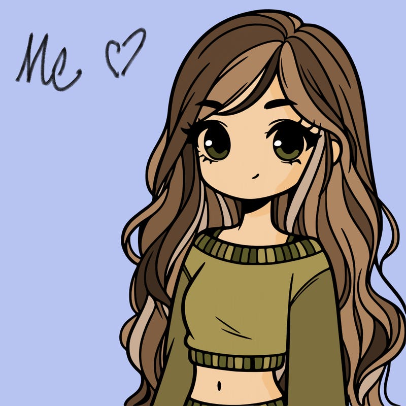 girl with long hair and a crop top with a sweater