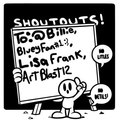 blank canvas that says above it shoutouts