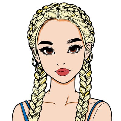realistic girl with braids