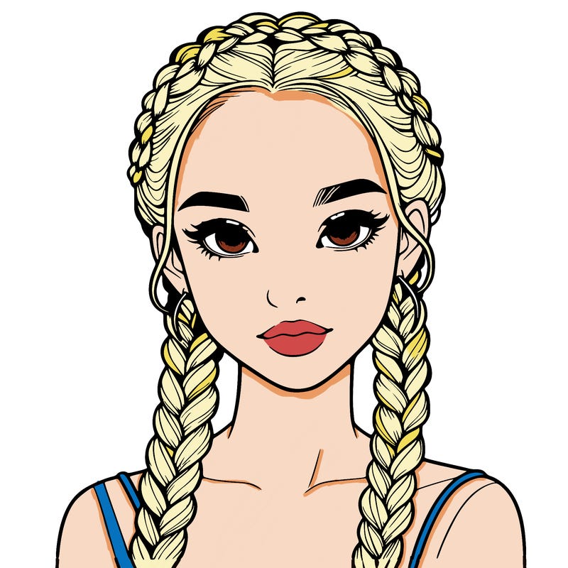 realistic girl with braids