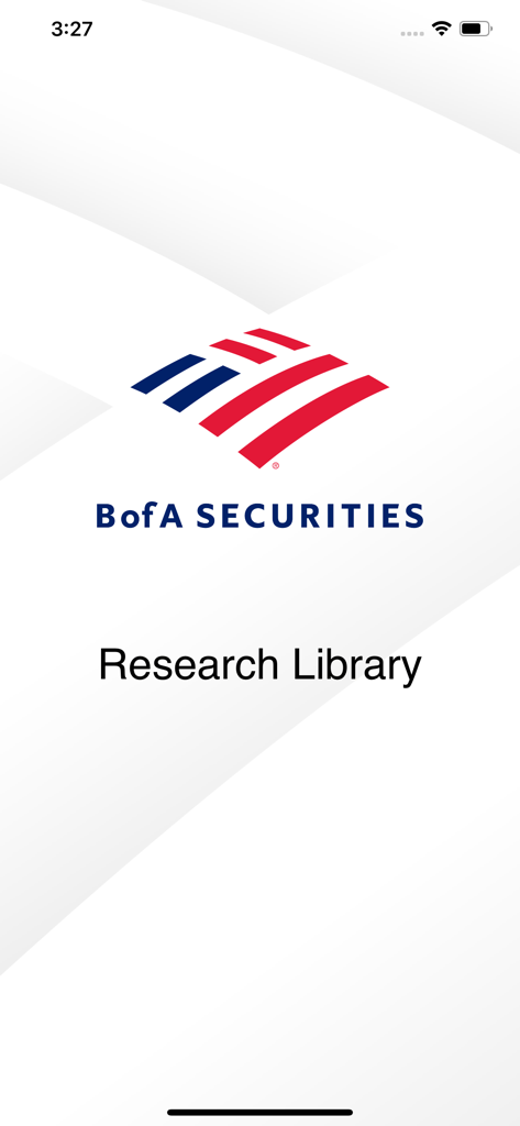 BofA Securities Research Library Startbildschirm mit dem Firmenlogo