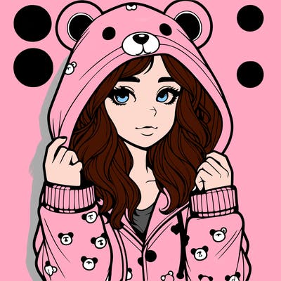 realistic girl in a animal pjs hoodie