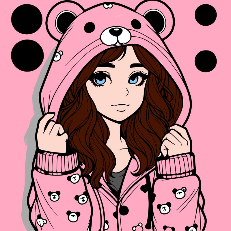 realistic girl in a animal pjs hoodie