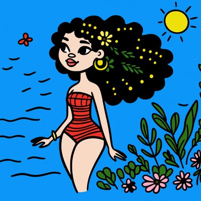 african woman in a swimsuit