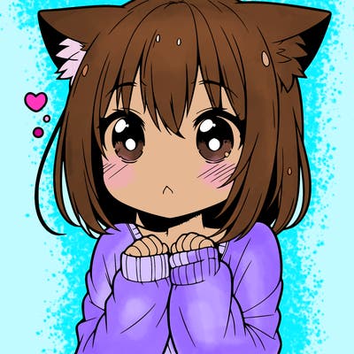 shy anime catgirl