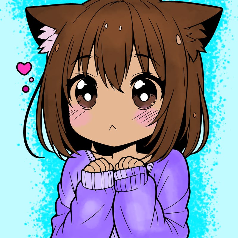 shy anime catgirl