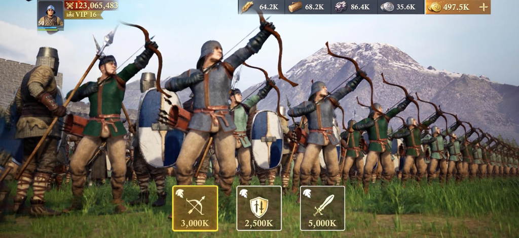 Frost & Flame: King of Avalon - Medieval archers and infantry in formation ready for battle in Frost and Flame King of Avalon