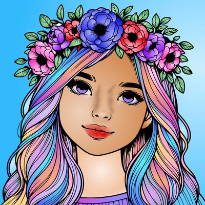 realistic girl with flower crown